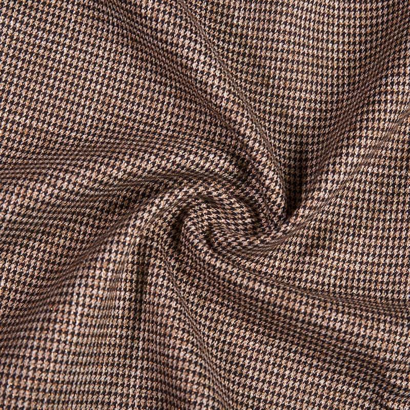 Yarn Dyed Customize Houndstooth Design Poly Rayon Spandex Woven Fabric For Suit And Uniforms